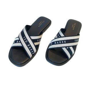 Ted Baker Women's Ashika Slip-On Logo Crisscross Slide Sandals, 7 US